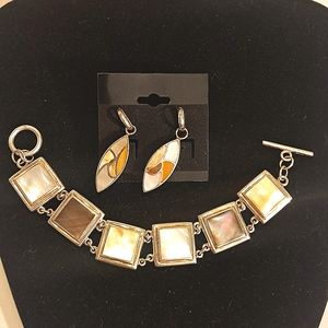 925 reversible bracelet and earrings